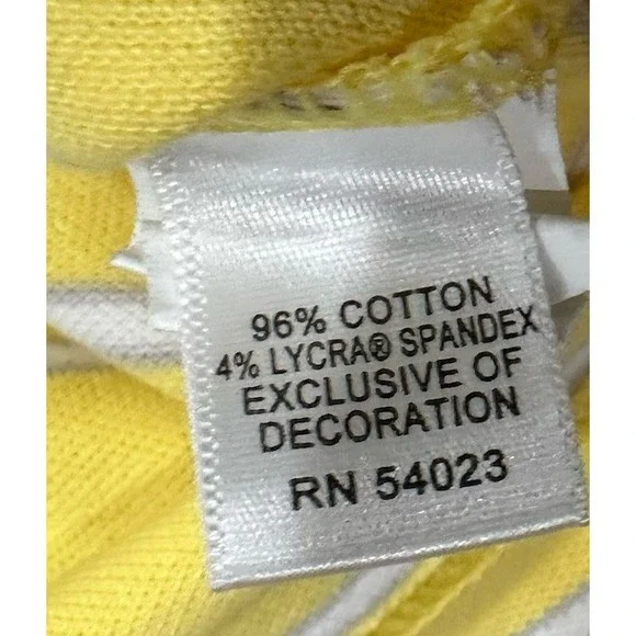 Banana Republic Pique Polo Shirt Men's Medium Yellow Elephant Striped Golf Polo - Picture 9 of 10